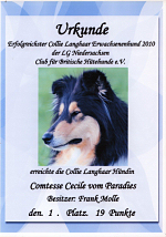 Urkunde C�cile "Erfolgreichster erwachsener LHC der LG Nds CfBrH